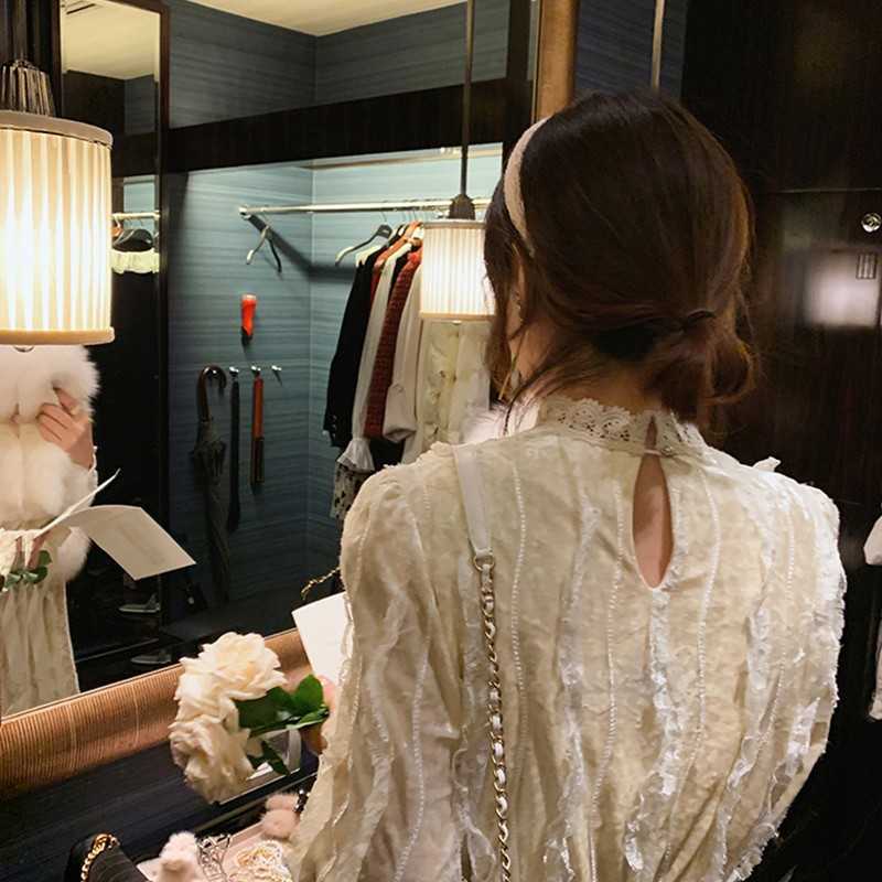 Yedinas Vintage Lace Long Dress Women Stand Collar Vestidos With Belt Ladies Diamond Velvet Dresses Spun Yarn Elegant Robe Femme 210527