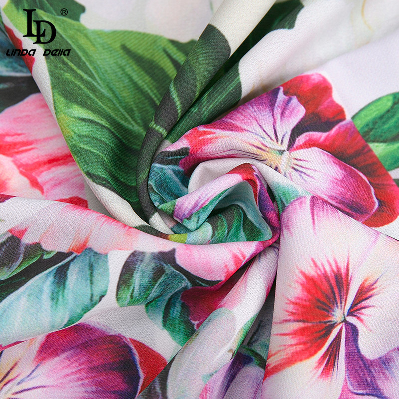 Summer Fashion Runway Holiday Elegant Dress Women Spaghetti Strap Floral Print patchwork Party Midi 210522