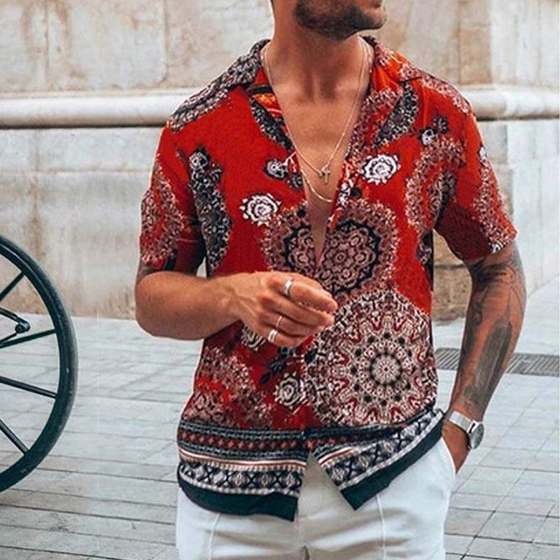 Men' Casual Shirts 2021 Shirt Europe United States Men Hawaii Print Henry Collar Trend Man Social Party Red Short Sleeve, Cs-4 
Men' Casual Shirts 2021 Shirt Europe United States Men Hawaii Print Henry Collar Trend Man Social Party Red Short Sleeve, Cs-4