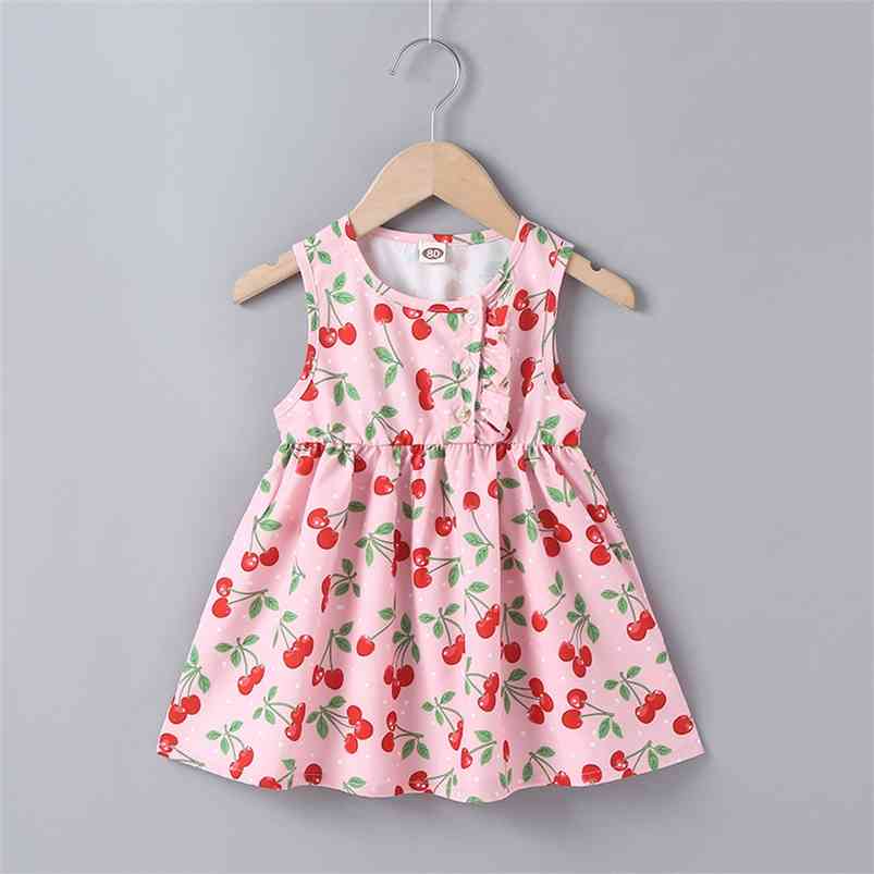 Summer Girls Dress Cute Sleeveless O Neck Single Breasted Print Cherry Vestidos 0-2T 210629, Red
Summer Girls Dress Cute Sleeveless O Neck Single Breasted Print Cherry Vestidos 0-2T 210629, Red
