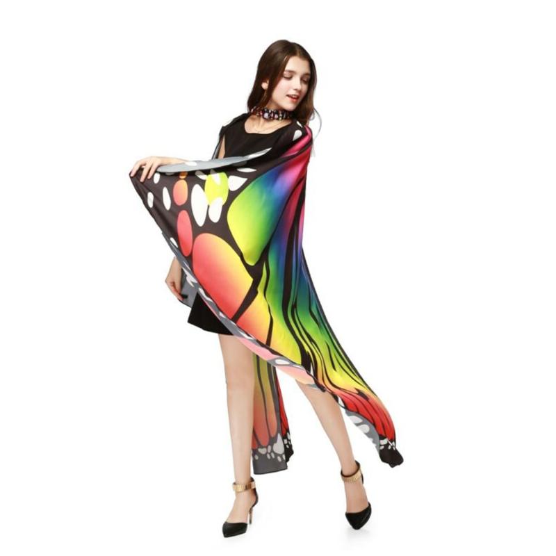 Scarves Novelty 7 Colors Women Scarf Pashmina Butterfly Wing Cape Cloak Peacock Shawl Wrap Tippet Gifts Cute Wings Print