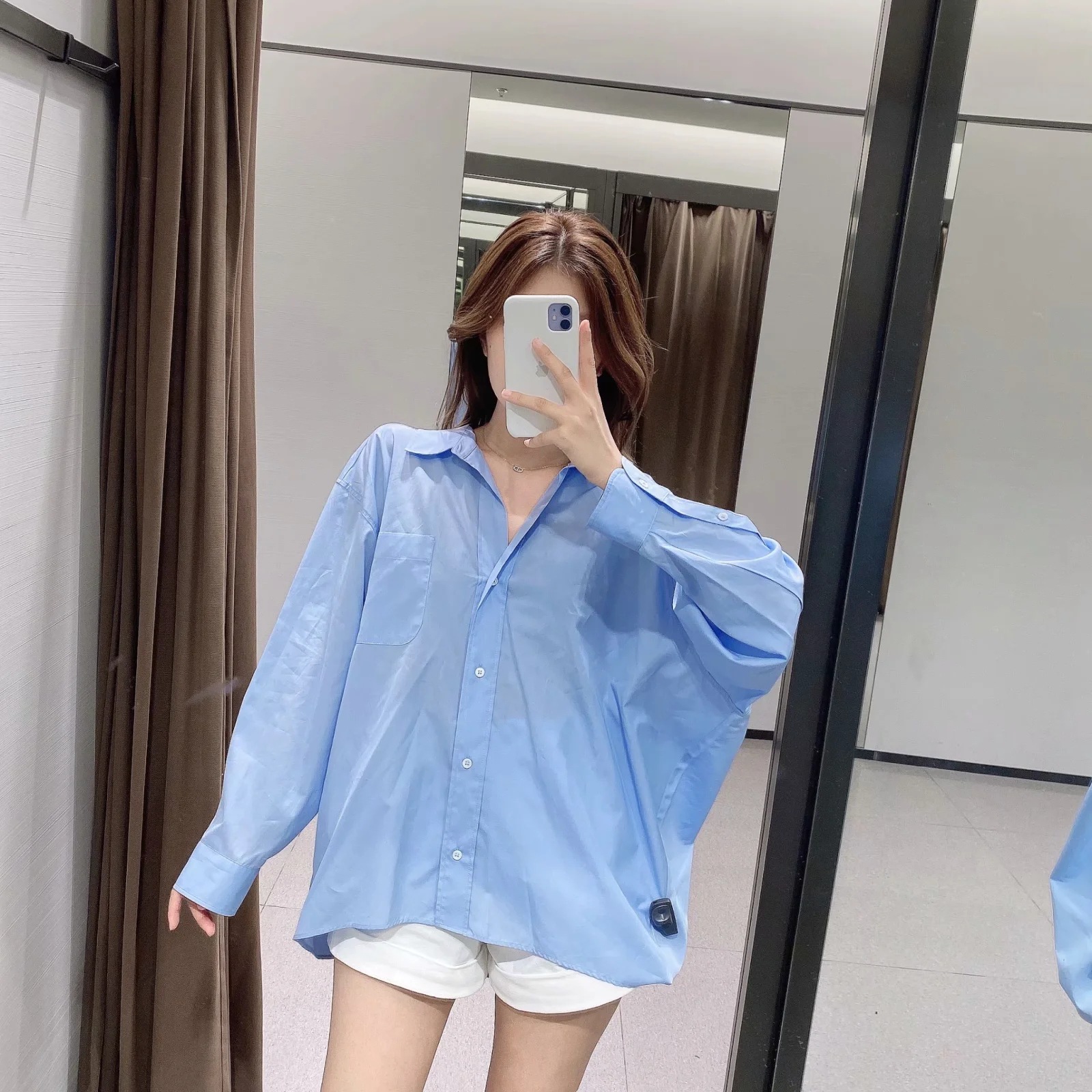 az/9900rw french retro 2020 new fall womens clothing versatile slimming loose poplin shirt top, White
az/9900rw french retro 2020 new fall womens clothing versatile slimming loose poplin shirt top, White