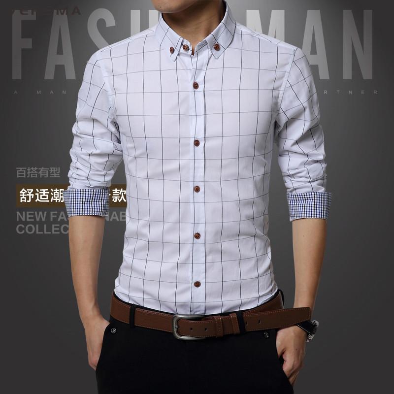 Red Plaid Shirt Men Warm Checker Tartan Clothing Mens Shirts Slim Fit Brand-clothing Long Sleeve Checkered 5XL Men's Casual