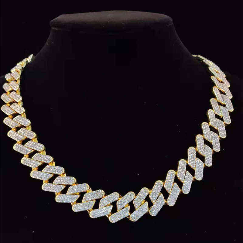 Men Hip Hop Chain Necklace 20mm heavy Rhombus Cuban Chains Iced Out Bling Necklace fashion jewelry For Gift 211123