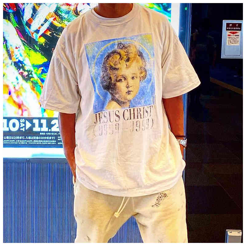 Hip hop punk style high street JESUS CHRIST Saint Michael retro washed old T-shirt men's and women's loose oversize short sleeve, Ivory
Hip hop punk style high street JESUS CHRIST Saint Michael retro washed old T-shirt men's and women's loose oversize short sleeve, Ivory