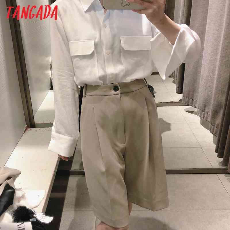 Women Elegant Solid Zipper Pockets OL Shorts Pantalones 3H216 210416