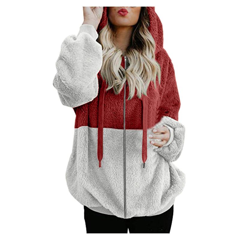 Women's Jackets Womens 2021 Bicolor Spliced Plush Coat Pocket Ladies Fashion Hooded Jacket With Zipper Winter Warm Outwear Clothes Veste Fem, Black;brown
Women's Jackets Womens 2021 Bicolor Spliced Plush Coat Pocket Ladies Fashion Hooded Jacket With Zipper Winter Warm Outwear Clothes Veste Fem, Black;brown
