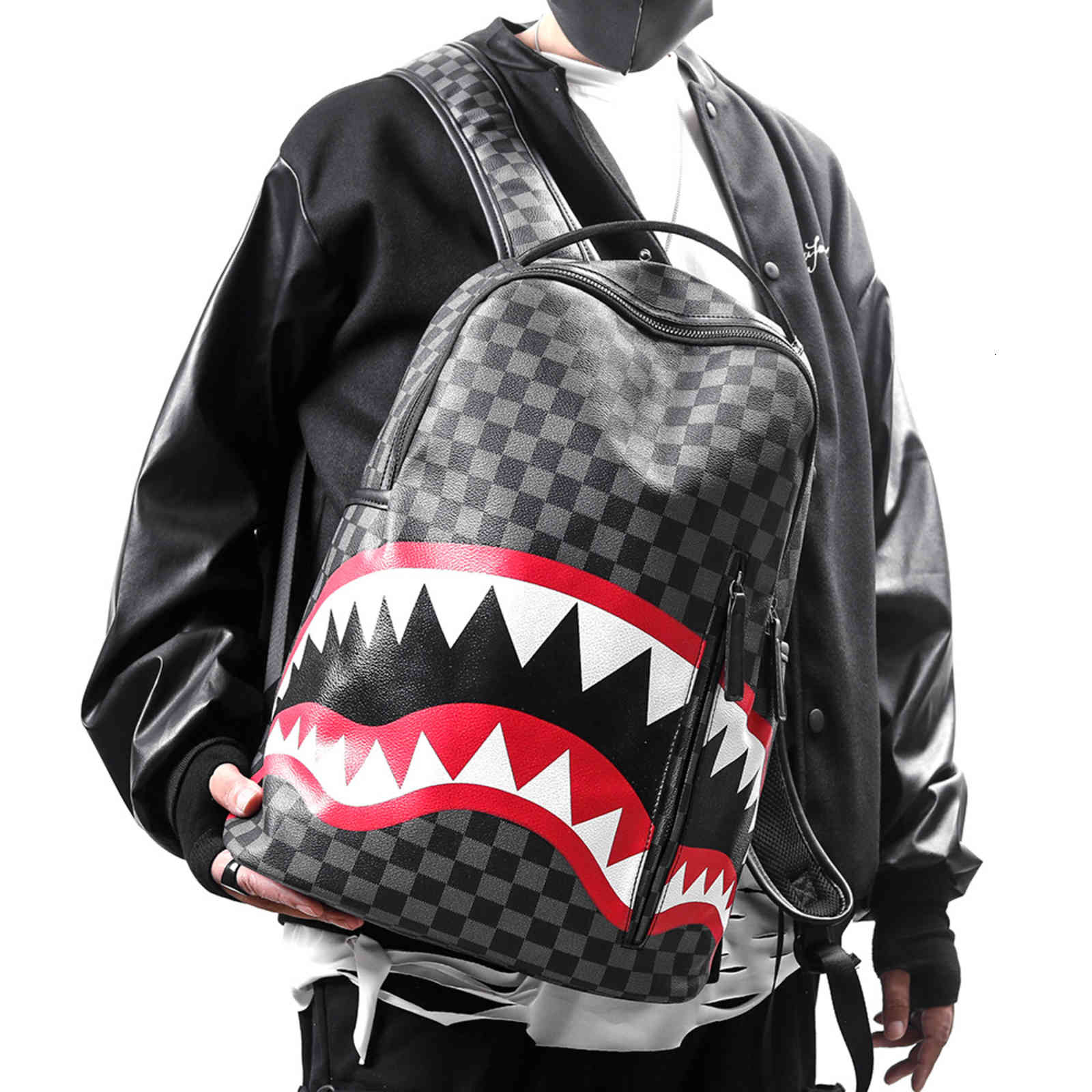 bags handbag men's backpack travel bag fashion lattice student schoolbag large capacity shark street trend man, Black;red
bags handbag men's backpack travel bag fashion lattice student schoolbag large capacity shark street trend man, Black;red