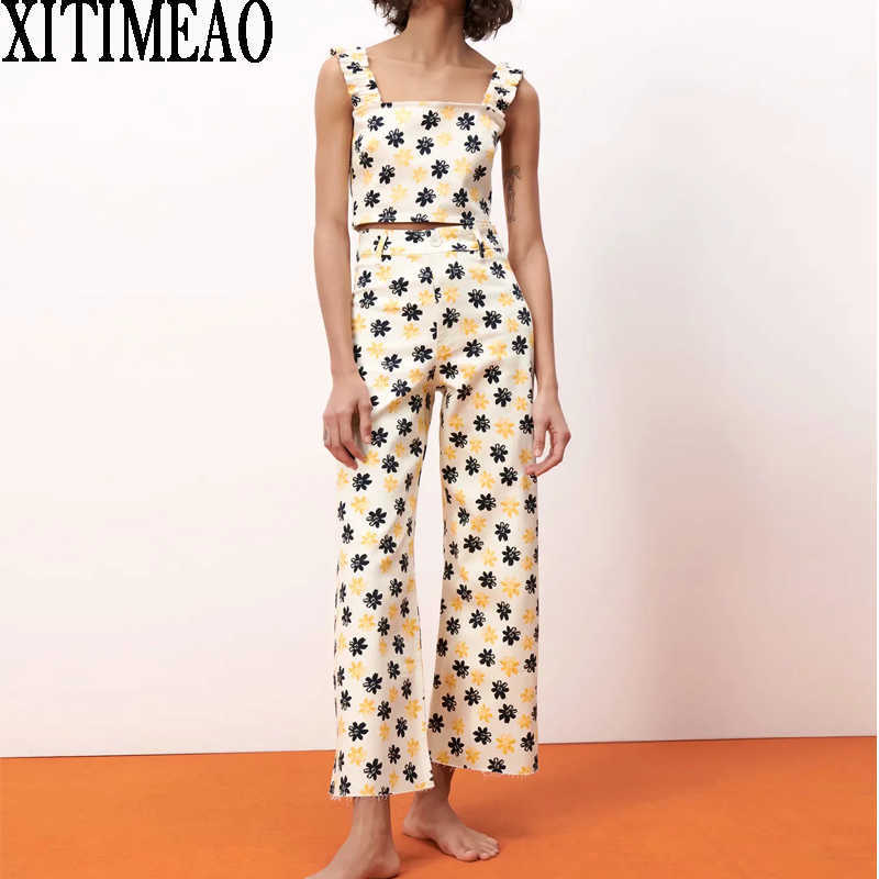 Za Women Retro Pastoral Style Printed Halter Short Top Vest And High Waist Straight Casual Pants Xitimeao 210604
Za Women Retro Pastoral Style Printed Halter Short Top Vest And High Waist Straight Casual Pants Xitimeao 210604