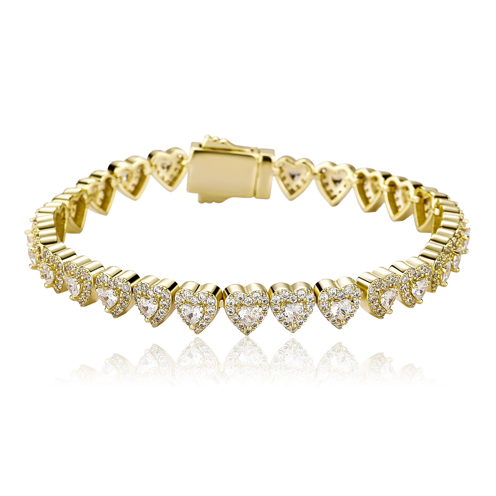 7mm Love Shape Tennis Chain Bracelet Necklace Full Diamond Bling Iced Out Chains Charms Hip Hop Rock Miami Street Rapper Jewelry Set Gifts for Men and