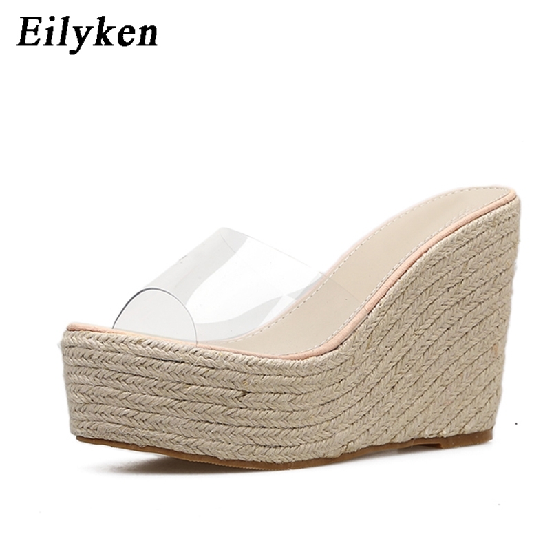 

Eilyken Summer PVC Jelly Sandals slippers Shoes Casual Sexy Wedges 11.5CM Women's size 34-40 210607, Apricot
