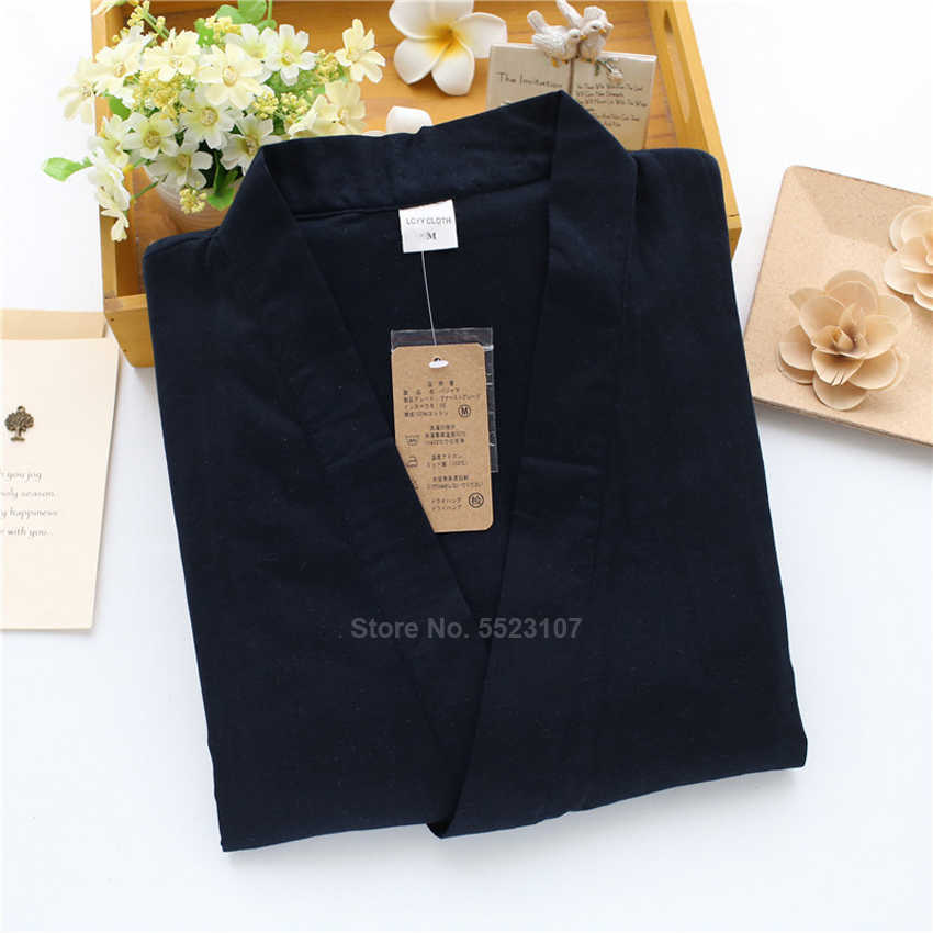 Traditional Kimono Sleepwear for Men Women Pure Cotton Loose Style Bathing Yukata Tops Trousers Pajamas Set Couple's Nightgown 210924