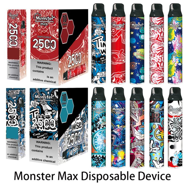 Original Monster Max Disposable E Cigarettes Device Kit 2500 Puffs Prefilled Pod Vape Pen Authentic VS Bar Plus Dual
Original Monster Max Disposable E Cigarettes Device Kit 2500 Puffs Prefilled Pod Vape Pen Authentic VS Bar Plus Dual