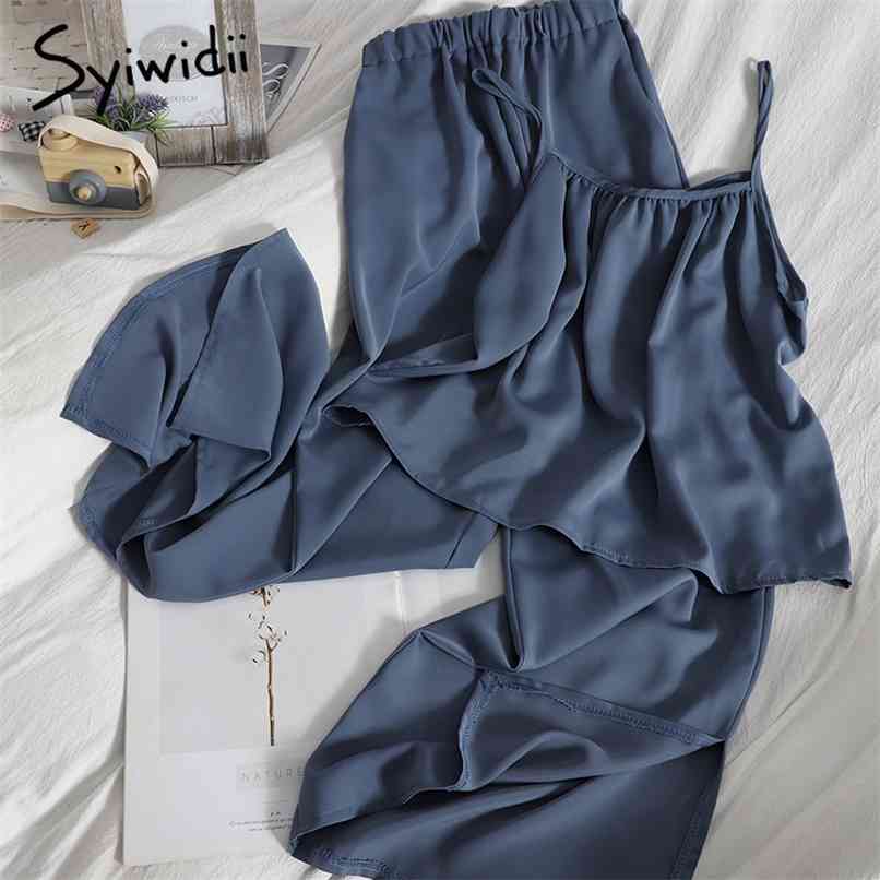 Two Piece Women Pants Sets Summer Sexy Streetwear Satin Short Shirts and Elastic High Waist Slit Pant Blue Black 210607, Khaki
Two Piece Women Pants Sets Summer Sexy Streetwear Satin Short Shirts and Elastic High Waist Slit Pant Blue Black 210607, Khaki