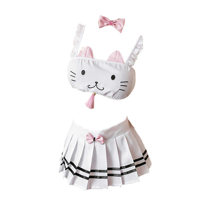 Cute Lolita Anime Underwear Cartoon Cat Cosplay Costumes Sleepwear Japanese Kawaii Sexy Lingerie Set Rabbit Bra & Panty Bikini X0626