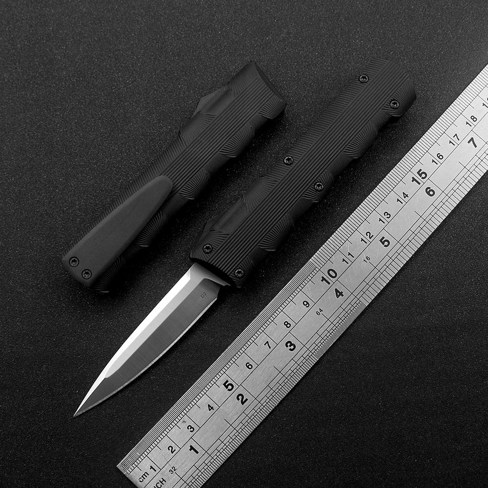 Horizontal and Vertical Stripes Double Action Survival Automatic knife D2 Steel Aviation Aluminum 6061-T6 Outdoor EDC Portable Tool Kitchen
Horizontal and Vertical Stripes Double Action Survival Automatic knife D2 Steel Aviation Aluminum 6061-T6 Outdoor EDC Portable Tool Kitchen