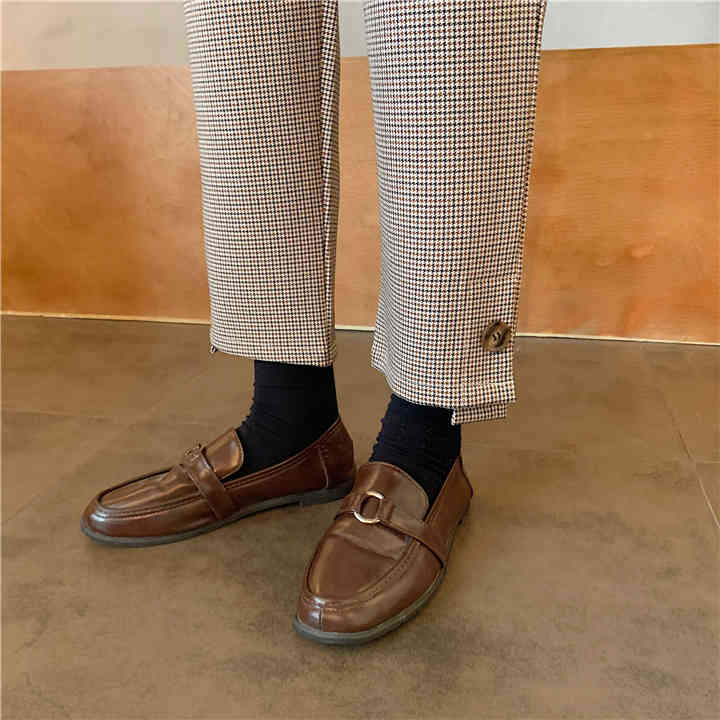 Plaid Women Harem Autumn High Waist Pockets Button Fly Fashion Ladies Ankle-Length Pants Casual Bottoms B06804K 210416