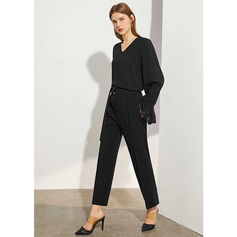 Minimalism Autumn Winter Women's Pants Fashion OLstyle Solid Belt Straight Female Trousers For Women 12030357 210527