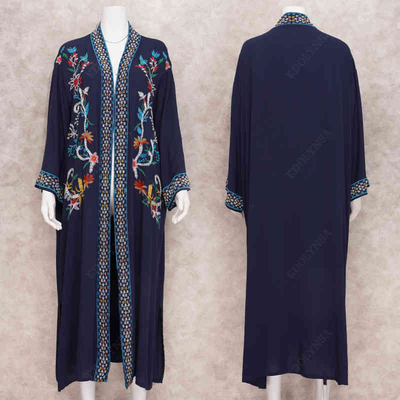 Swimwear Cover-ups Bohemian Printed Long Kimono Cotton Open Front Women Plus Size Beach Wear Swim Suit Cover Up Q1146 210420