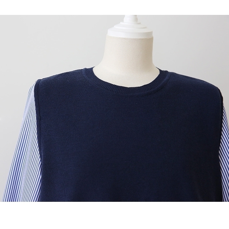 Spring Women Ruffled Long Sleeve Shirt+O Neck Pullover Sleeveless Vest Office Casual Knitted Vests Two Pieces Set T9D924M 210707