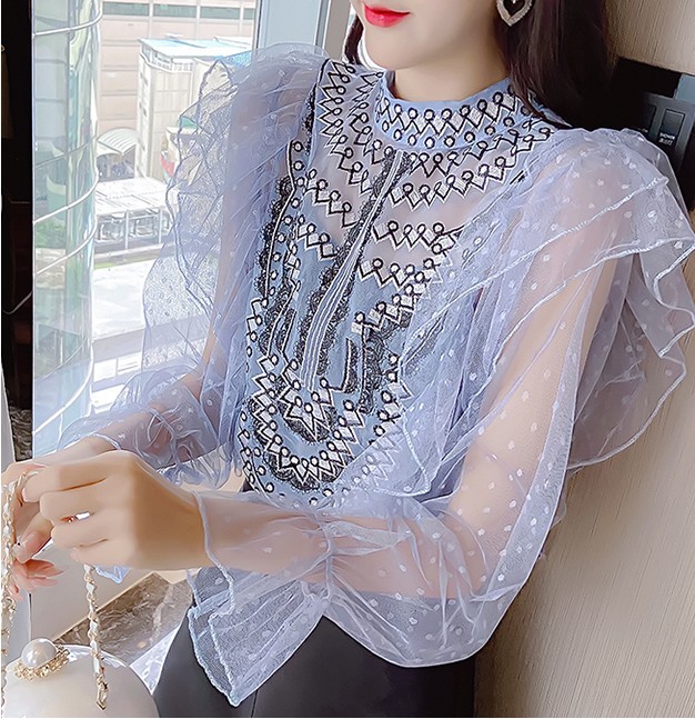 Sweet Patchwork Bowknot Denim Shirts For Women Summer Peter Pan Collar Short Sleeve Slim Casual Blouse Female Fashion 210519