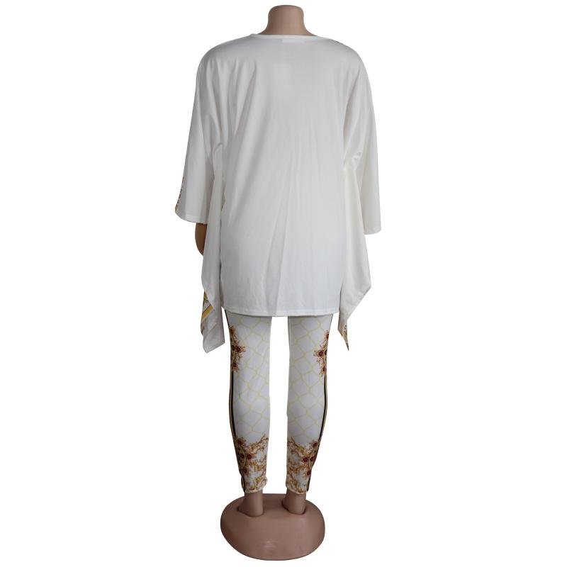 Ethnic Clothing Ethnic Clothing White Blue African Dresses For Women 2021 Top Pants Suit Dashiki Print Ladies Clothes Robe Africaine Bazin Fashion 2 P