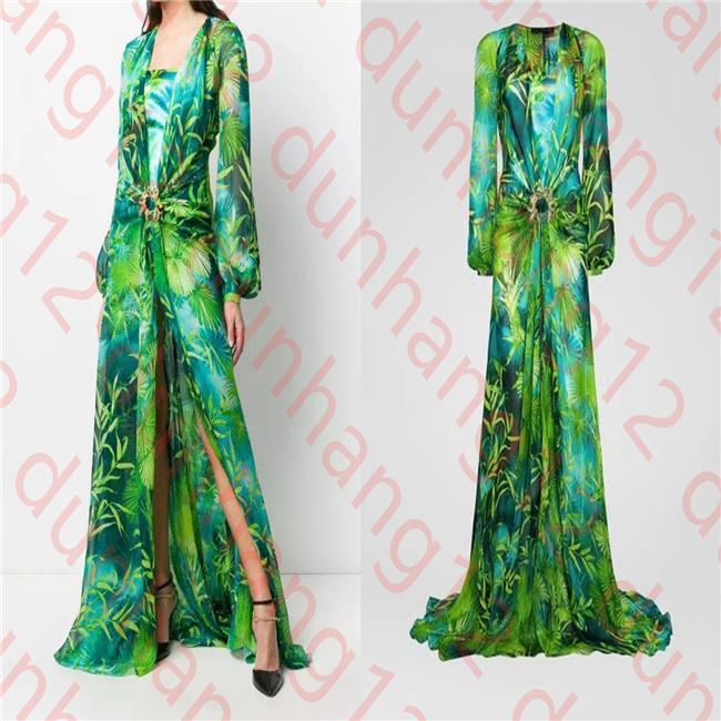 European and American autumn high-quality satin and gemstone decoration banquet dress, Green
European and American autumn high-quality satin and gemstone decoration banquet dress, Green