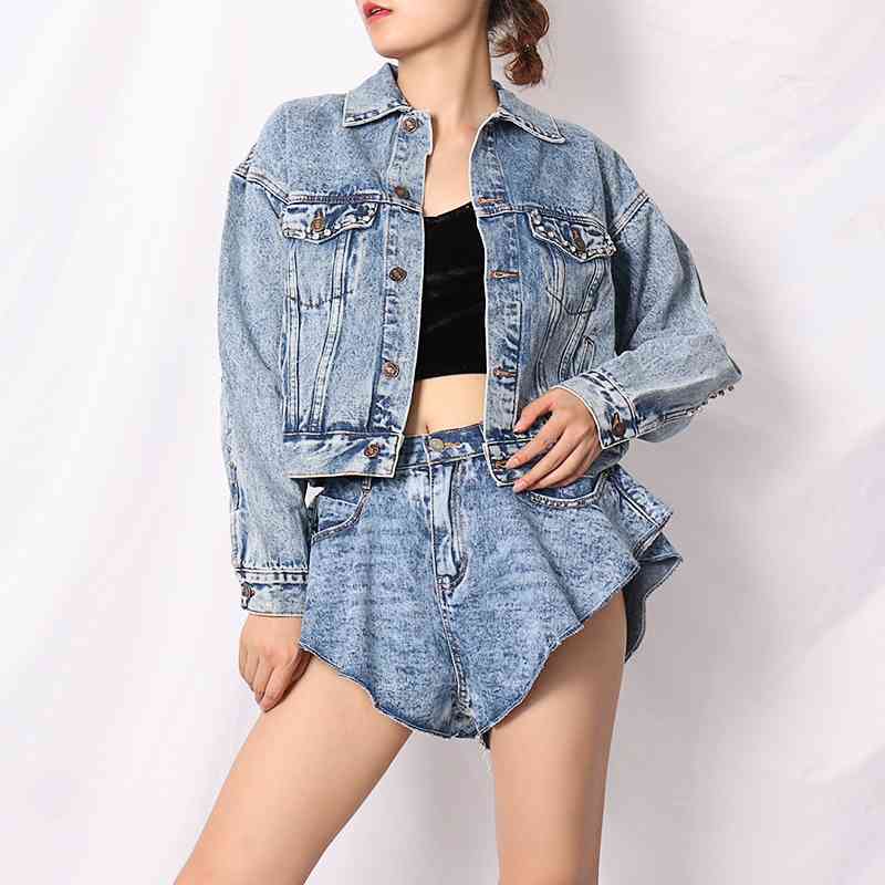 Patchwork Tassel Diamond Denim Jacket For Women Lapel Long Sleeve Hollow Out Casual Jackets Female Fashion 210524