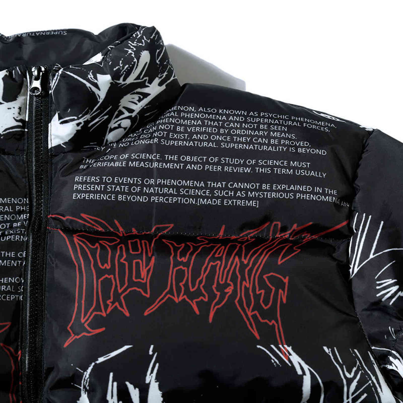 TEDSN Down Jacket Japanese Cartoon Graffiti Print Men Thick Parka Winter Warm Padded Coats Harajuku Windbreaker Streetwear 211110