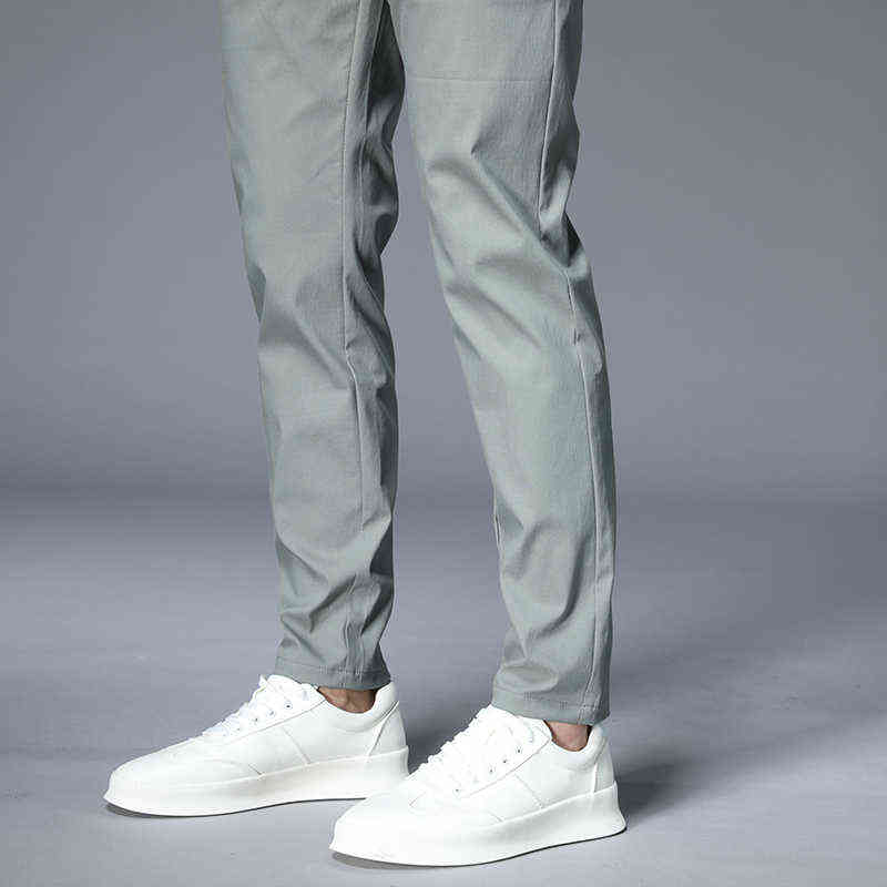 Men's Trousers Autumn Winter Green Solid Color Fashion Cotton Pocket Applique Full Length Casual Work Pants Pantalon 211112