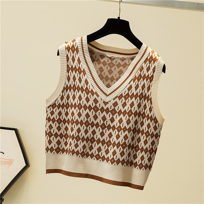 Stripe Women Sweater Vest Vintage V-Neck Knitting Pullover Sleeveless College Style Loose Autumn Tops 210519