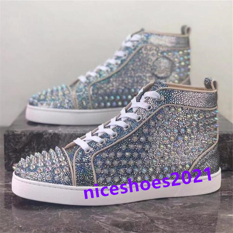 fashion women men High gang shoes Studded Sneakers Sparkling Diamond Studdeds Spikes Flat Sneaker For Mens Woman White Bottoms Shoe Glitter, Black
fashion women men High gang shoes Studded Sneakers Sparkling Diamond Studdeds Spikes Flat Sneaker For Mens Woman White Bottoms Shoe Glitter, Black