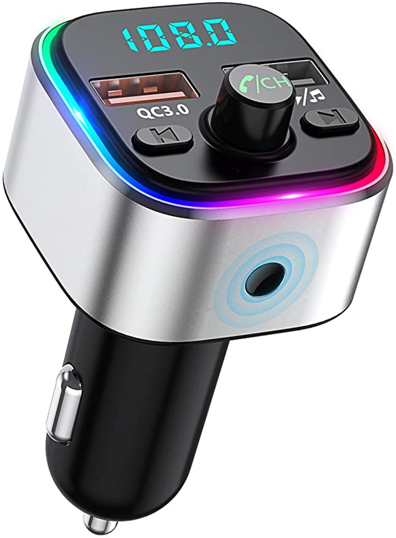 Fast Car Chargers USB Bluetooth Wireless FM Radio Transmitter Adapter HandsFree Calling 6 Colors LED Backlit With QC3.0 Charging Supports TF Card & U 