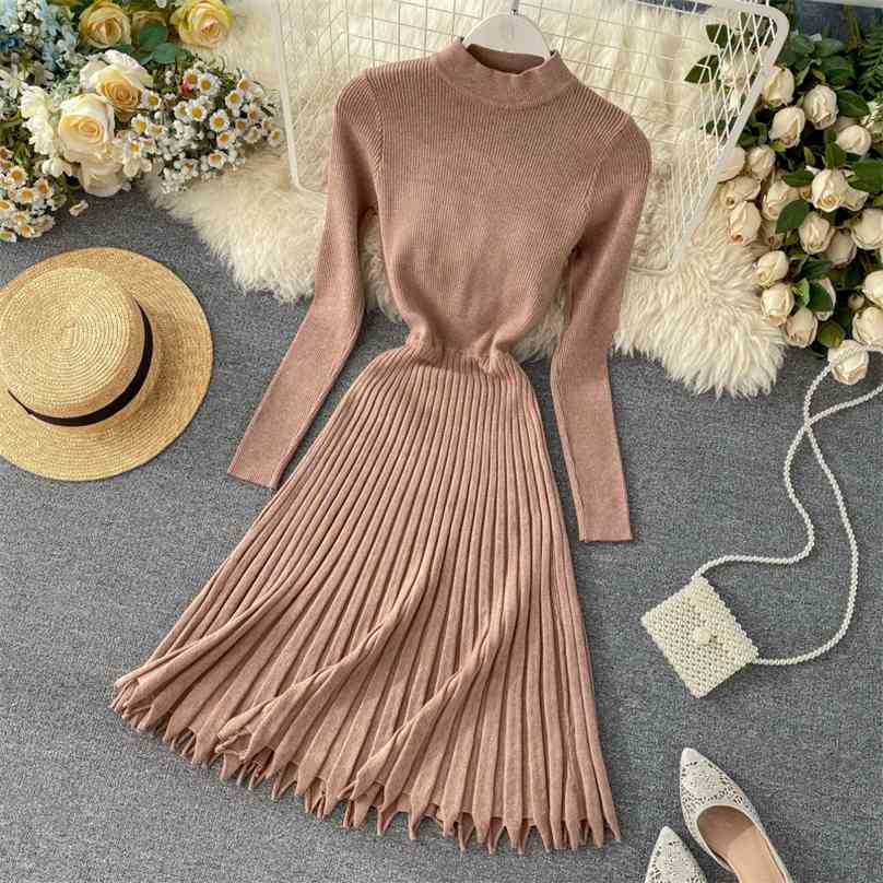 Elegant Women Pleated Dress Autumn Winter Long Sleeve Slim High Waist Sweater es Ladies A Line Vintage Knitted 210525, Red
Elegant Women Pleated Dress Autumn Winter Long Sleeve Slim High Waist Sweater es Ladies A Line Vintage Knitted 210525, Red