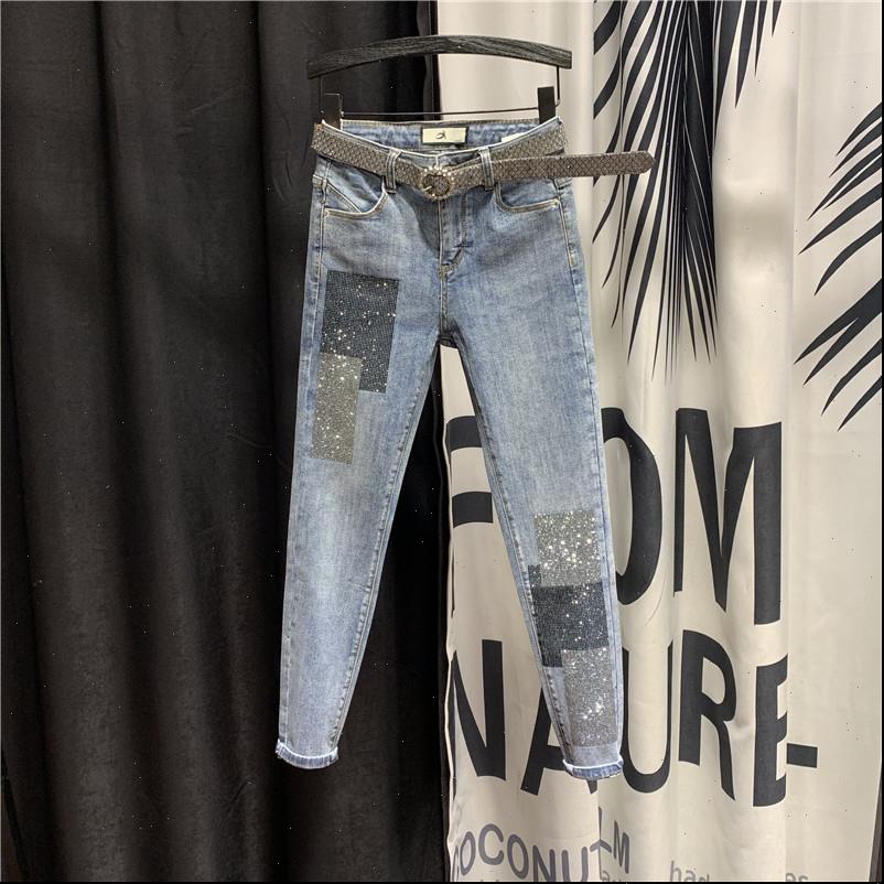 mom jeans women jean womens high waist slim feet nine points spring sequin patch wild pencil pants, Blue
mom jeans women jean womens high waist slim feet nine points spring sequin patch wild pencil pants, Blue