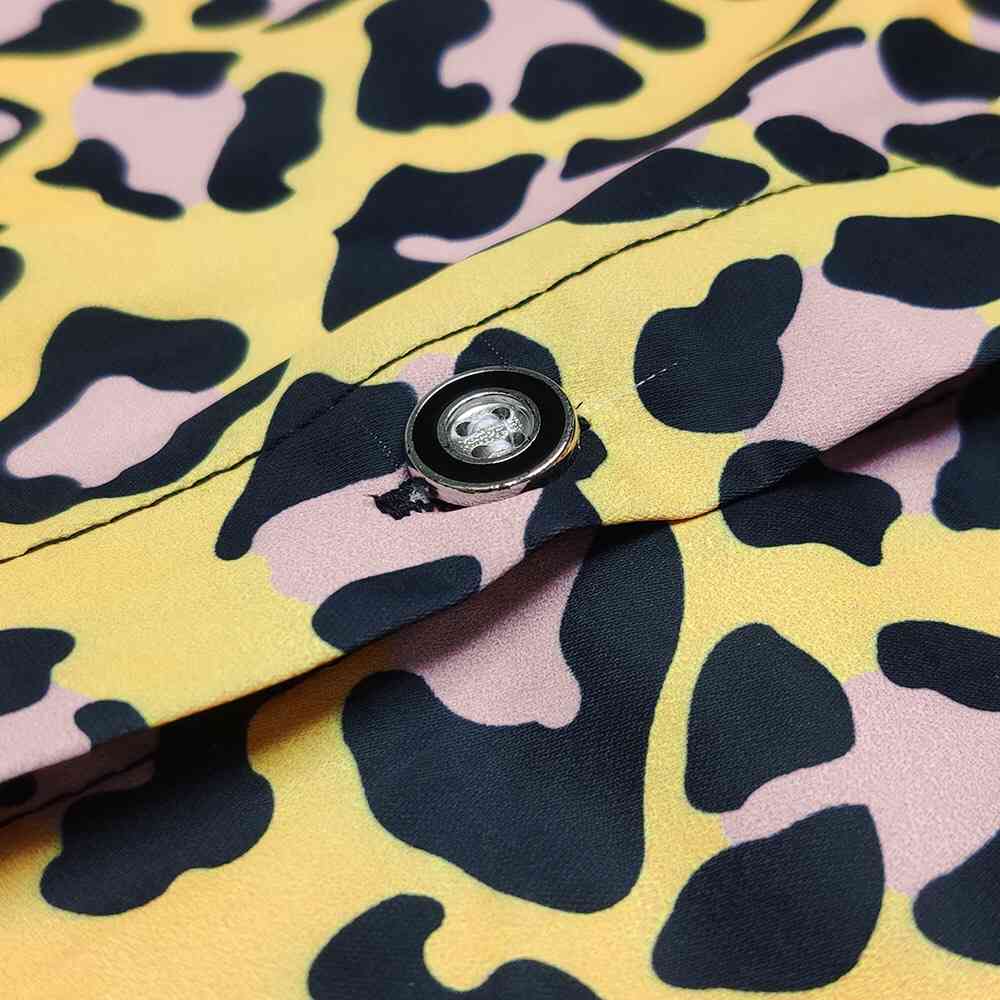 African Leopard Jumpsuits Long Sleeve Turn Down Collar High Wait Elegant Work Business Office Rompers With Belt 210510