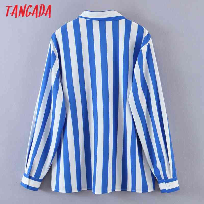 Women Classic Striped Shirt Turn Down Collar Long Sleeve Chic Female Casual Tops Blusas SL544 210416