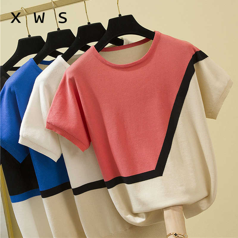 Summer Short Sleeve Korean Sweater Knitted Pullover Women Sweaters Tops All-Match Basic Thin Pull Femme Jumper Female Pink 210604, Black
Summer Short Sleeve Korean Sweater Knitted Pullover Women Sweaters Tops All-Match Basic Thin Pull Femme Jumper Female Pink 210604, Black