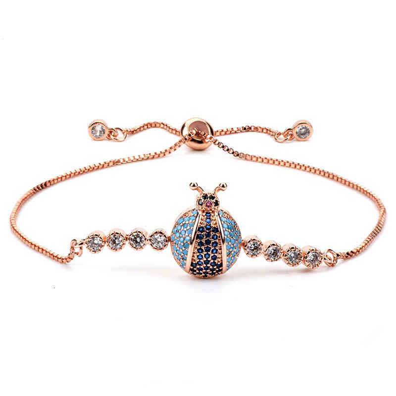 Bangle Charm Bracelets Korean Alloy Zircon Demon Eye Ladybug Bracelet Female Ins Minority Design Jewelry