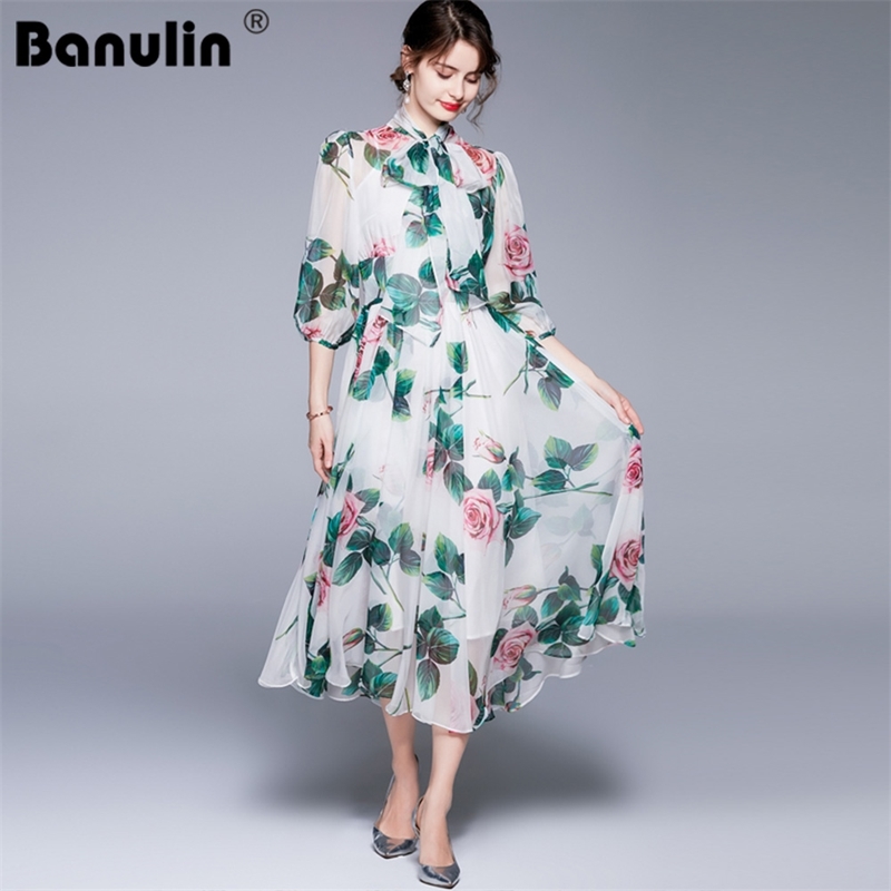 Banulin Summer Runway Beach Boho Chiffon Dress Women's Bow Collar Lantern Sleeve Floral Print Holiday Pleated Midi 210603, White
Banulin Summer Runway Beach Boho Chiffon Dress Women's Bow Collar Lantern Sleeve Floral Print Holiday Pleated Midi 210603, White
