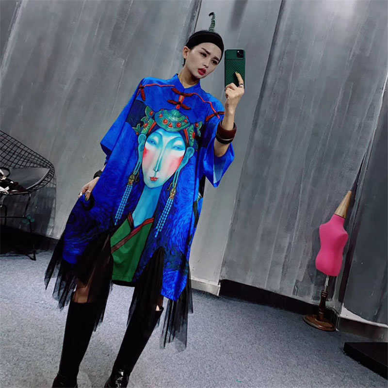 XITAO Irregular Tassel Dress Fashion Print Pattern Letter Plus Size Small Fresh Spring Summer Pullover Dress XJ4434 210224