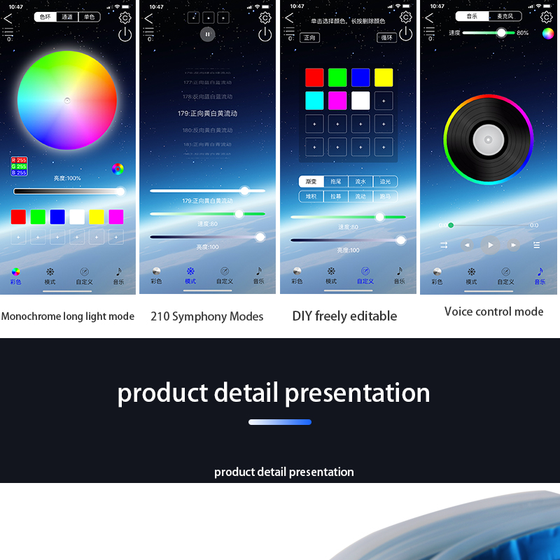 Colorful Car Door Ambient Light LED Strip Lights Pedal Atmosphere Flashing Light Bluetooth App Remote Music Control DIY Auto Interior Exterior Decorat