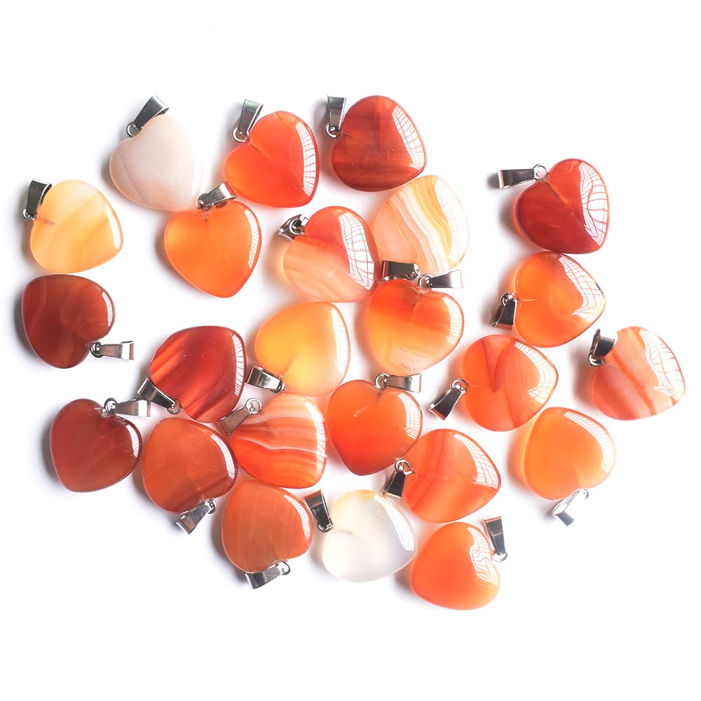 Natural Stone charms 20mm heart Tiger's Eye Rose Quartz opal Pendant pink Crystal Pendants Chakras Gem Stone fit earrings necklace making assorte