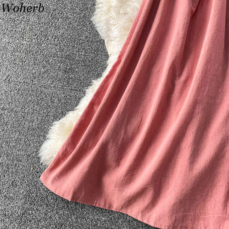 Vintage Vestidos Floral Embroidery Beach Style Lantern Sleeve Summer Dresses A-line High Waist Woman Dress Korean Chic 210519