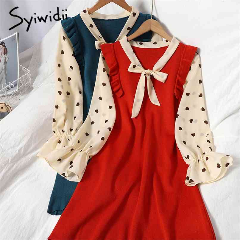 Fashion Ruffles High Waist Knitted Dress Women Bow Lace Up Stand Contrase Color Spliced Long Sleeve A-line Winter 210607, Black
Fashion Ruffles High Waist Knitted Dress Women Bow Lace Up Stand Contrase Color Spliced Long Sleeve A-line Winter 210607, Black