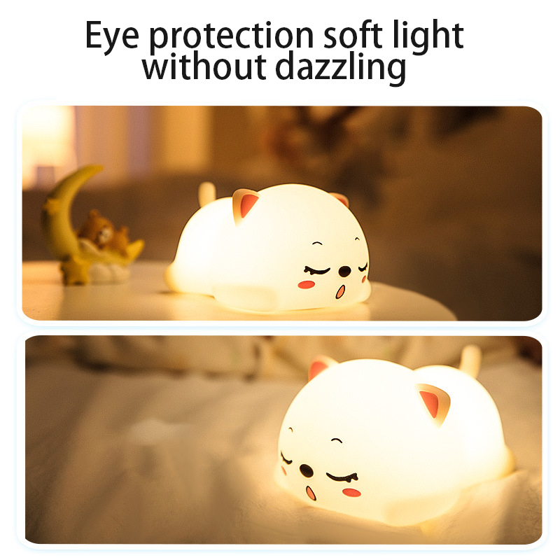 Night Lights rabbit silicone lamp remote control patting lamp charging small birthday creative children's gift