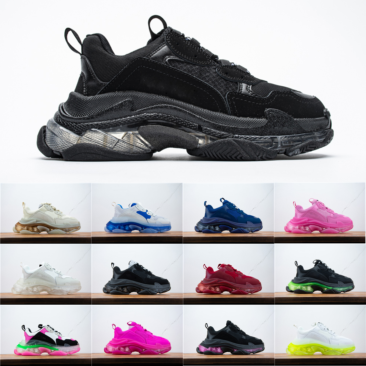 Mens Paris Triple S Shoes 17FW Sneaker Crystal Bottom Black Cream Red Dad Platform Women Casual Trainer Retro Ladies Designer Shoe
Mens Paris Triple S Shoes 17FW Sneaker Crystal Bottom Black Cream Red Dad Platform Women Casual Trainer Retro Ladies Designer Shoe