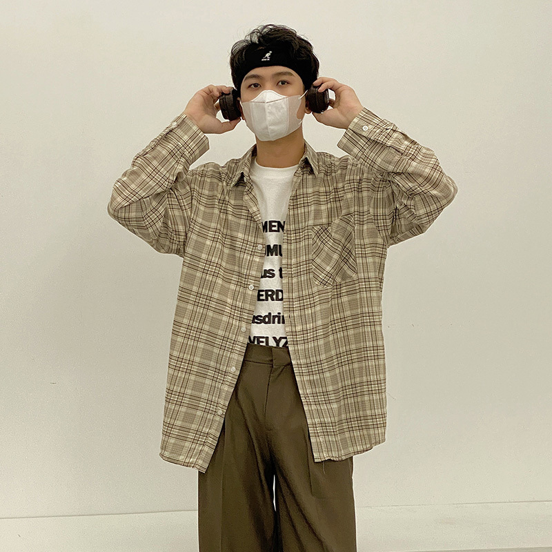 IEFB Men's Casual Plaid Shirt Korean Fashion Long Sleeve Blouse Tops Vintage Spring Single Breast Clothes 9Y6228 210524