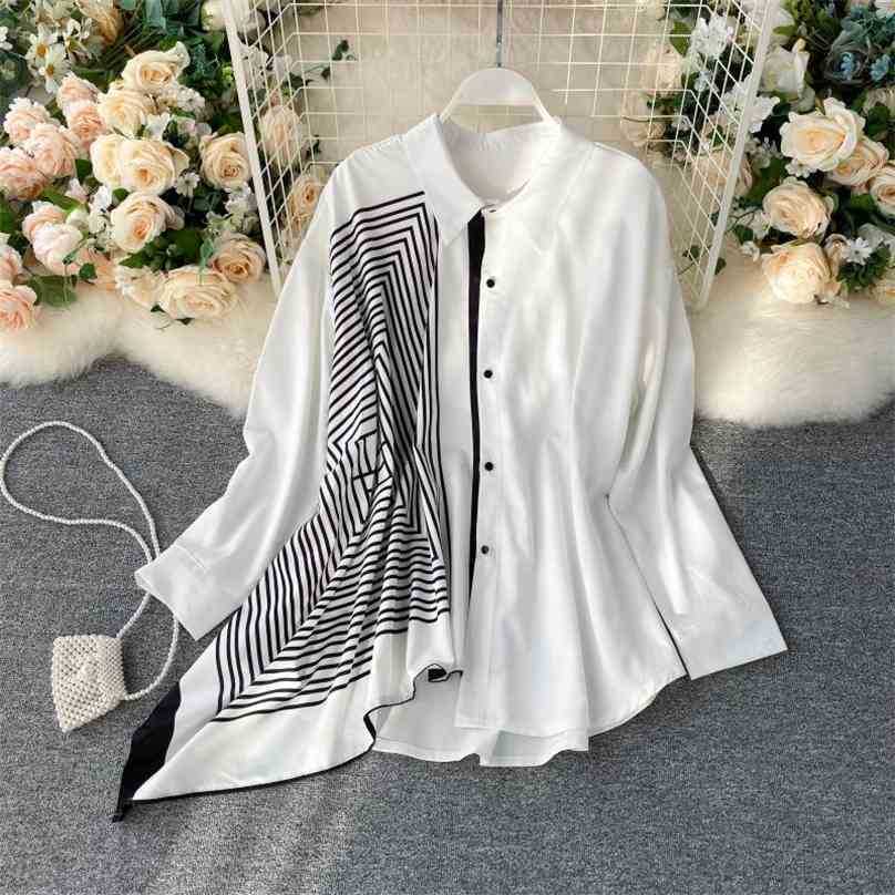 Spring Autumn Vintage Blouse Women Loose Long Sleeve Irregular Top Clothing Woman Streetwear Geometric Pattern 210525
Spring Autumn Vintage Blouse Women Loose Long Sleeve Irregular Top Clothing Woman Streetwear Geometric Pattern 210525