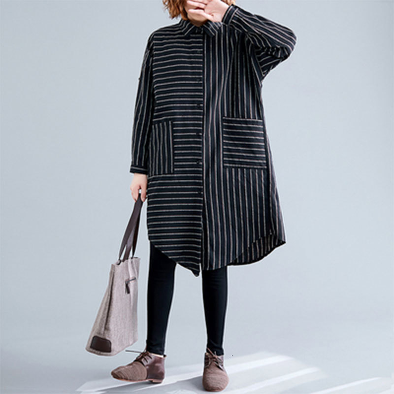 Women's Blouses & Shirts 2020 Spring Arts Style Women Turn-down Collar Loose Casual Long Blouses Double Pocket Cotton Striped Sh, Black
Women's Blouses & Shirts 2020 Spring Arts Style Women Turn-down Collar Loose Casual Long Blouses Double Pocket Cotton Striped Sh, Black